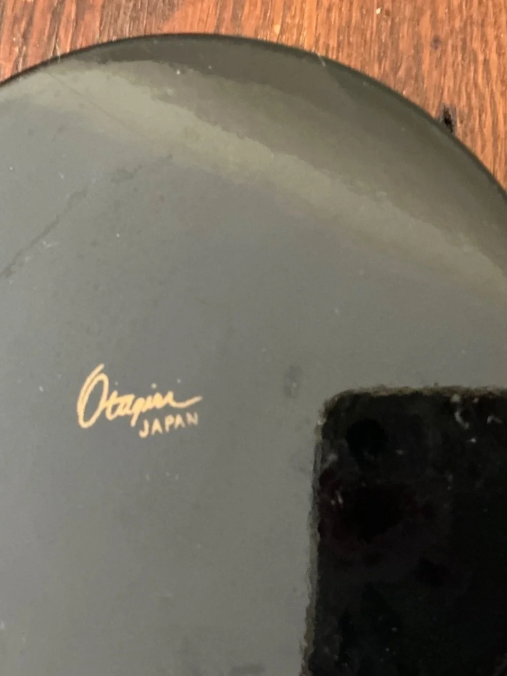 Vintage Otagiri Lacquerware black and gold seashell set of 6 coasters.